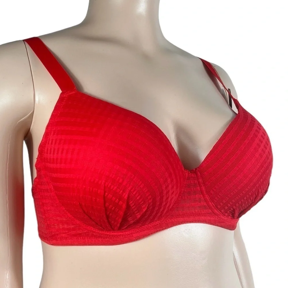 Youmita Lightly Padded Underwire Plus Size Balcony Bra Flame Red 42DD